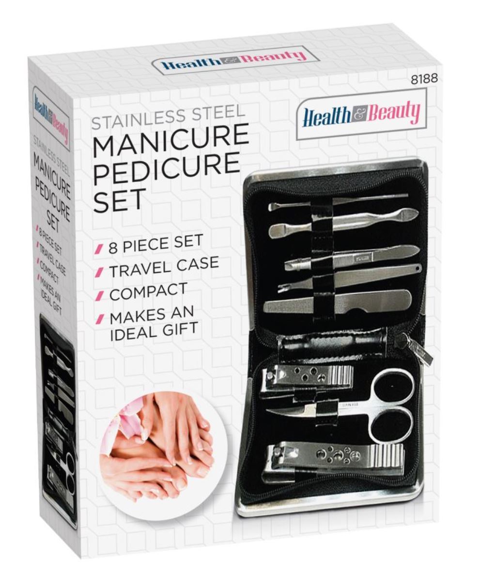 8Pcs Manicure Pedicure Set Stainless Steel Nail Clipper Grooming Travel Case Set 8Pcs Manicure Pedicure Set Stainless Steel Nail Clipper Grooming Travel Case Set